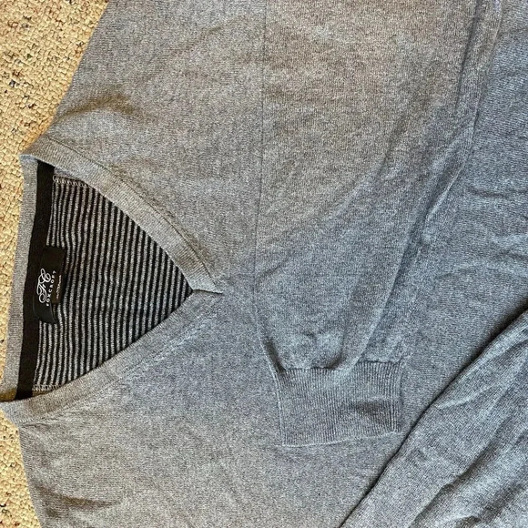 Foxcroft Gray Cotton Cashmere Blend Pullover V-Neck Sweater Mens Sz XXL Soft - Picture 6 of 7